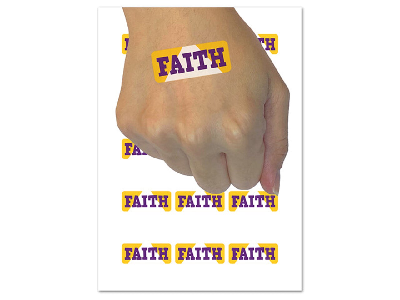 Faith Fun Text Temporary Tattoo Water Resistant Fake Body Art Set Collection (1 Sheet)